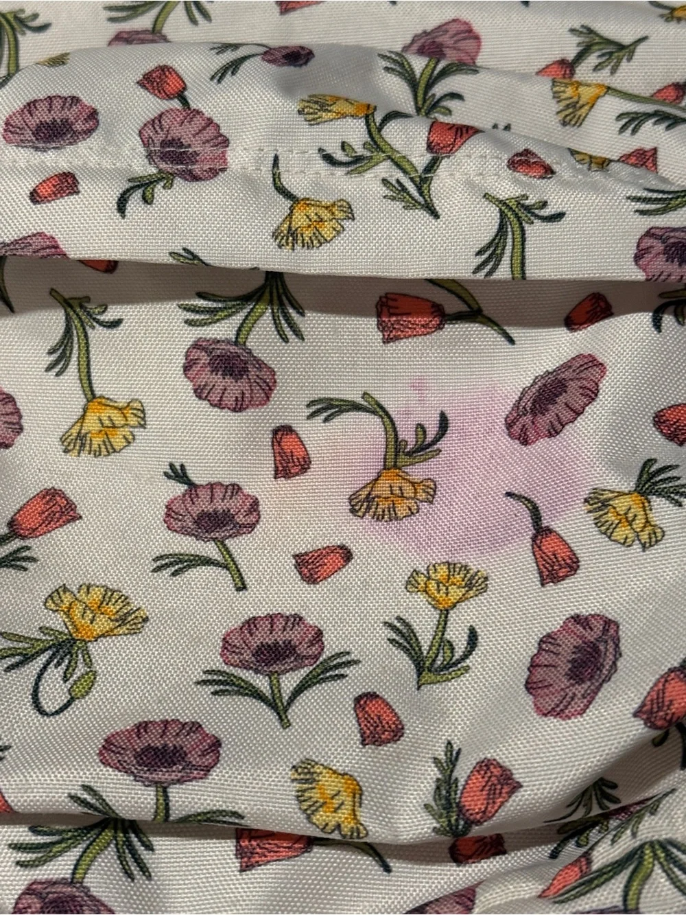 Vans Old Skool White Floral Canvas Backpack with Pink & Yellow Blossoms